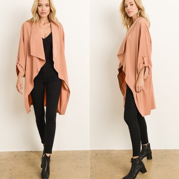 Apricot Drape Trench Coat - Picture 2 of 4